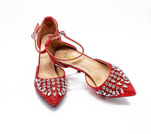  ROSALINE Rhinestone d'Orsay Heels in Red Glitter