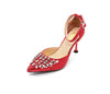 ROSALINE Rhinestone d'Orsay Heels in Red Glitter