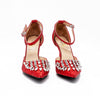 ROSALINE Rhinestone d'Orsay Heels in Red Glitter