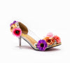BOMA Floral Silver Glitter Pumps (in Whimsical Pink & Purple Florals) with Matching Bag