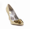 KATE Pearl Shoes with Crystal Rhinestone Butterfly Bow Embellishments.