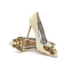 KATE Pearl Shoes with Crystal Rhinestone Butterfly Bow Embellishments.