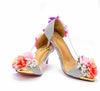 BOMA Floral Silver Glitter Pumps (in Whimsical Pink & Purple Florals) with Matching Bag