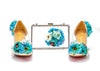 BOMA Floral Silver Glitter Pumps (in Whimsical Blue Florals) with Matching Bag