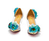 BOMA Floral Silver Glitter Pumps (in Whimsical Blue Florals) with Matching Bag