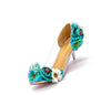 BOMA Floral Silver Glitter Pumps (in Whimsical Blue Florals) with Matching Bag