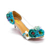 BOMA Floral Silver Glitter Pumps (in Whimsical Blue Florals) with Matching Bag