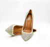 ADA Sparkling Rhinestone Crystal and Pearls Bling Block Heel Shoes.