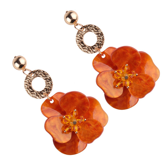 Orange flower Drop Dangle Earrings