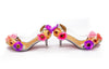 BOMA Floral Silver Glitter Pumps (in Whimsical Pink & Purple Florals) with Matching Bag