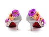 BOMA Floral Silver Glitter Pumps (in Whimsical Pink & Purple Florals) with Matching Bag