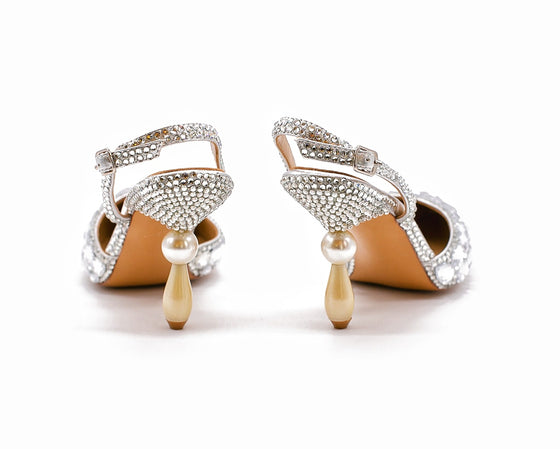 SOPHIA Silver Rhinestone Crystals SlingBacks