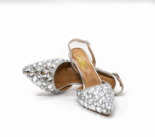  SOPHIA Silver Rhinestone Crystals SlingBacks