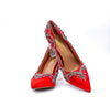 ALEESA Satin Crystal Beaded Pumps (in Glistening Red)