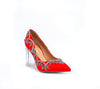 ALEESA Satin Crystal Beaded Pumps (in Glistening Red)