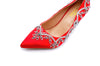 ALEESA Satin Crystal Beaded Pumps (in Glistening Red)