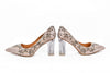 ALEESA Satin Crystal Beaded Pumps (in Bubbling Champagne)