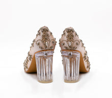  ALEESA Satin Crystal Beaded Pumps (in Bubbling Champagne)