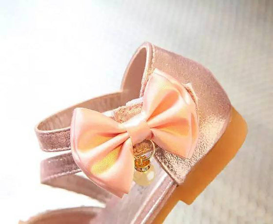 Sequin and Pearls Bow Girls Shoes