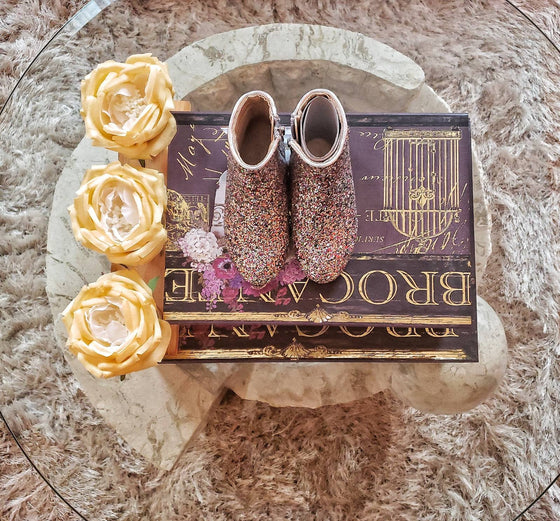 Girls Confetti Glitter Dress Ankle Booties