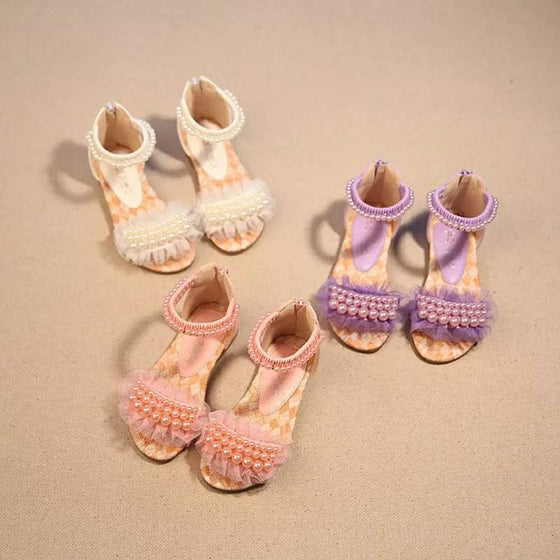 Layer of Lace and Pearls Girls Shoes