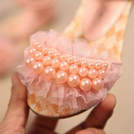 Layer of Lace and Pearls Girls Shoes
