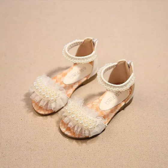 Layer of Lace and Pearls Girls Shoes