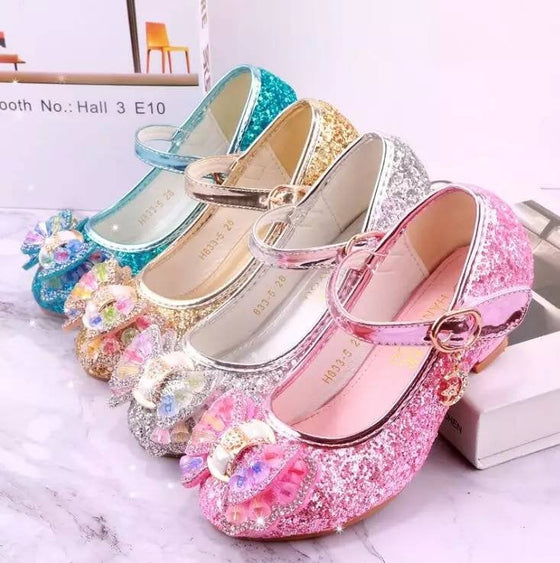 Gold Rock Glitter Girls Heeled Shoes