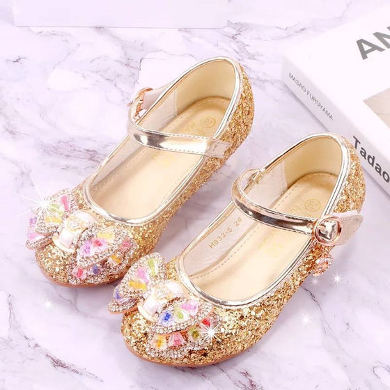 Gold Rock Glitter Girls Heeled Shoes