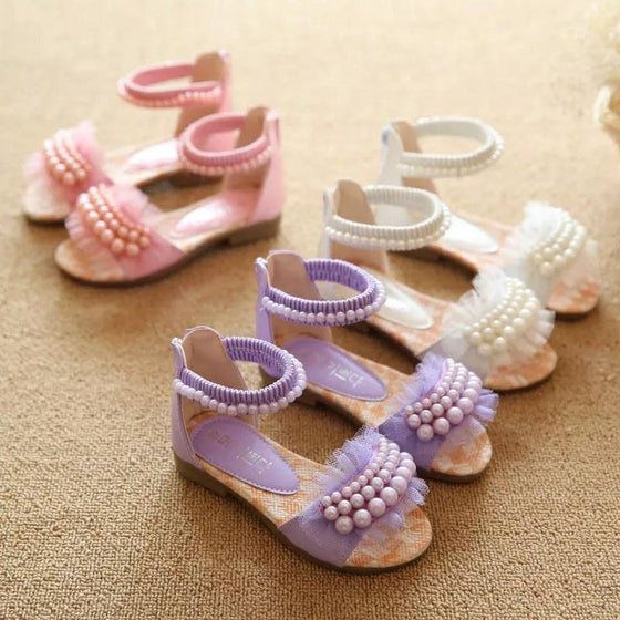 Layer of Lace and Pearls Girls Shoes