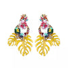 Leaf Rhinestone Sequin Drop Earrings