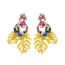  Leaf Rhinestone Sequin Drop Earrings