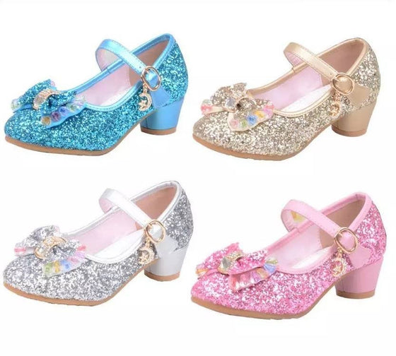 Gold Rock Glitter Girls Heeled Shoes