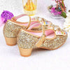 Gold Rock Glitter Girls Heeled Shoes