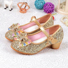  Gold Rock Glitter Girls Heeled Shoes