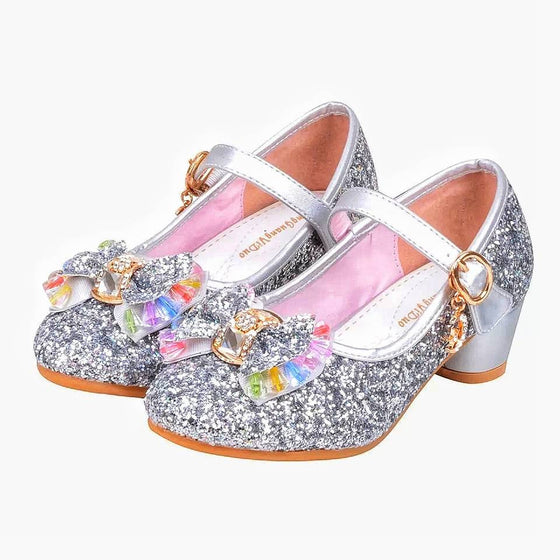 Silver Rock Glitter Girls Heeled Shoes