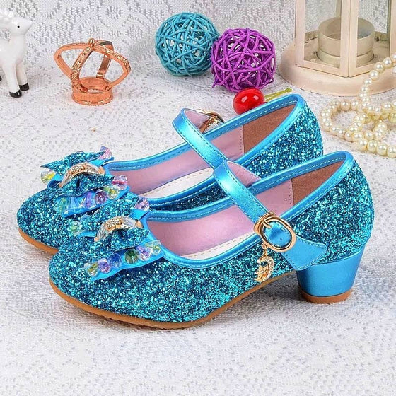 Blue Rock Glitter Girls Heeled Shoes