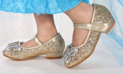 Gold Glitter Slip On Butterfly Bow Shoes