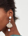 Long Shell Pearl Statement Drop Earrings