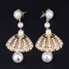 Long Shell Pearl Statement Drop Earrings