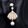 Long Shell Pearl Statement Drop Earrings