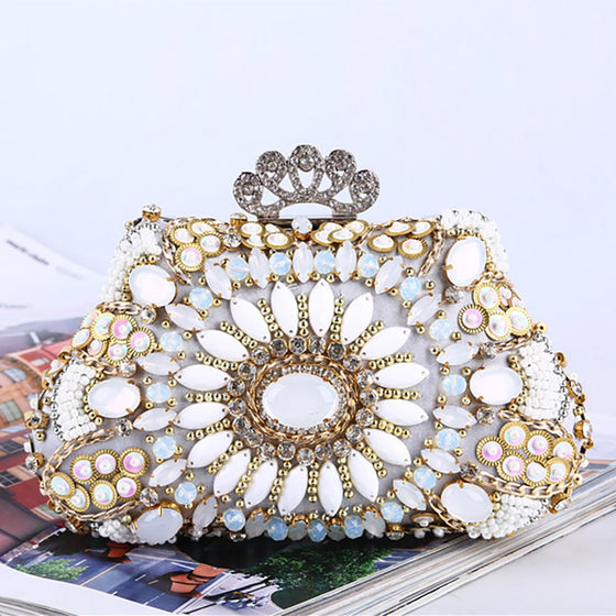 Silver Beaded Sequin Vintage Inspired Evening Bag