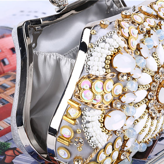 Silver Beaded Sequin Vintage Inspired Evening Bag