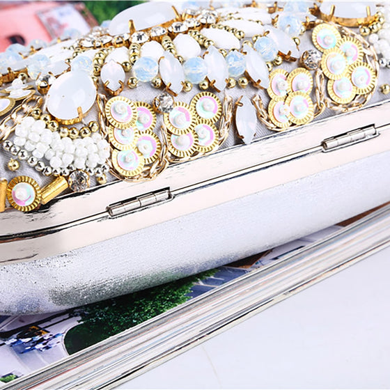 Silver Beaded Sequin Vintage Inspired Evening Bag