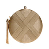 Braided Satin Round Clutch Bag with Gold Tassel