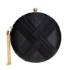 Braided Satin Round Clutch Bag with Gold Tassel