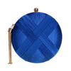 Braided Satin Round Clutch Bag with Gold Tassel