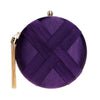 Braided Satin Round Clutch Bag with Gold Tassel