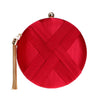 Braided Satin Round Clutch Bag with Gold Tassel