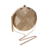 Braided Satin Round Clutch Bag with Gold Tassel